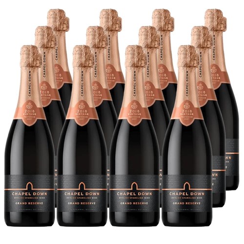Buy a Case of 12 Bottles of Chapel Down Grand Reserve Brut English Sparkling 75cl - Securely Packaged and Delivered Together